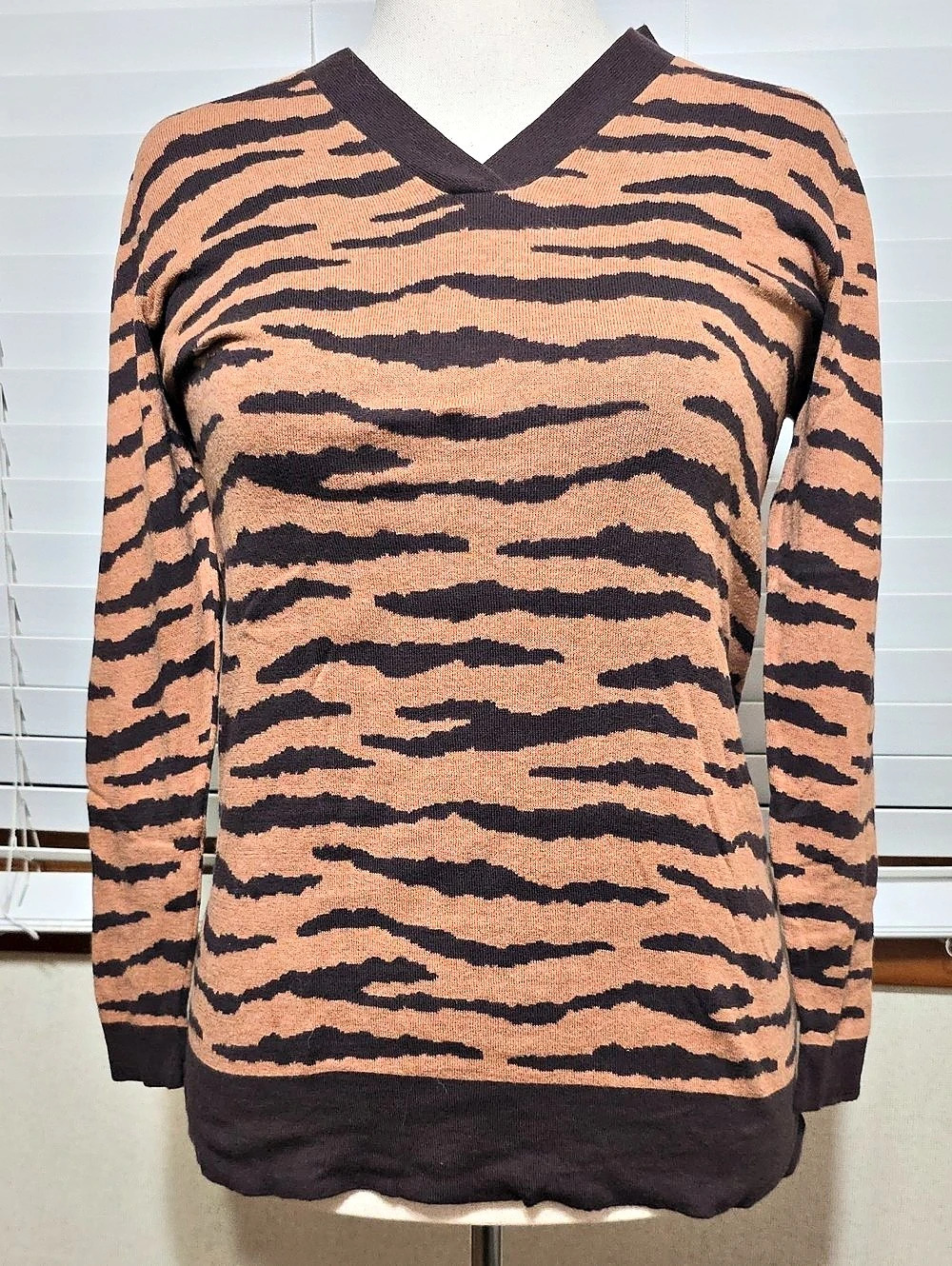 Brown & Black Animal Print V-Neck Sweater